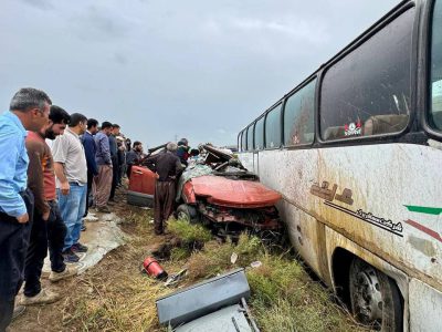 تصادف اتوبوس در محور میاندوآب – مهاباد؛ ۳ فوتی و ۸ نفر مصدوم